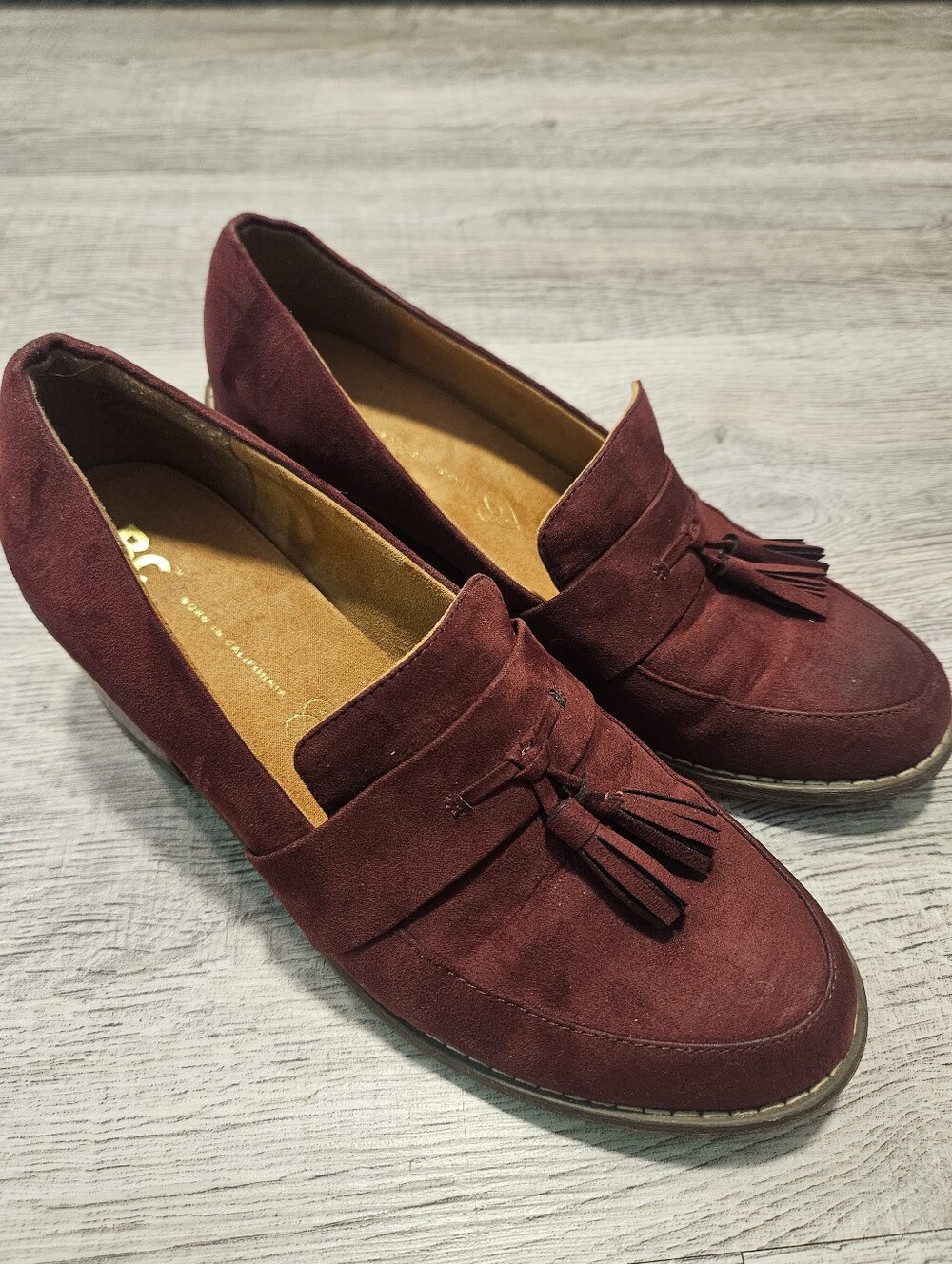 Women's Suede Tassel Loafers - Burgundy Size 8